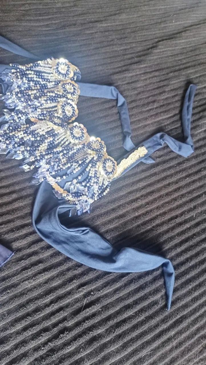 Roupa dança do ventre azul prata - Foto 4
