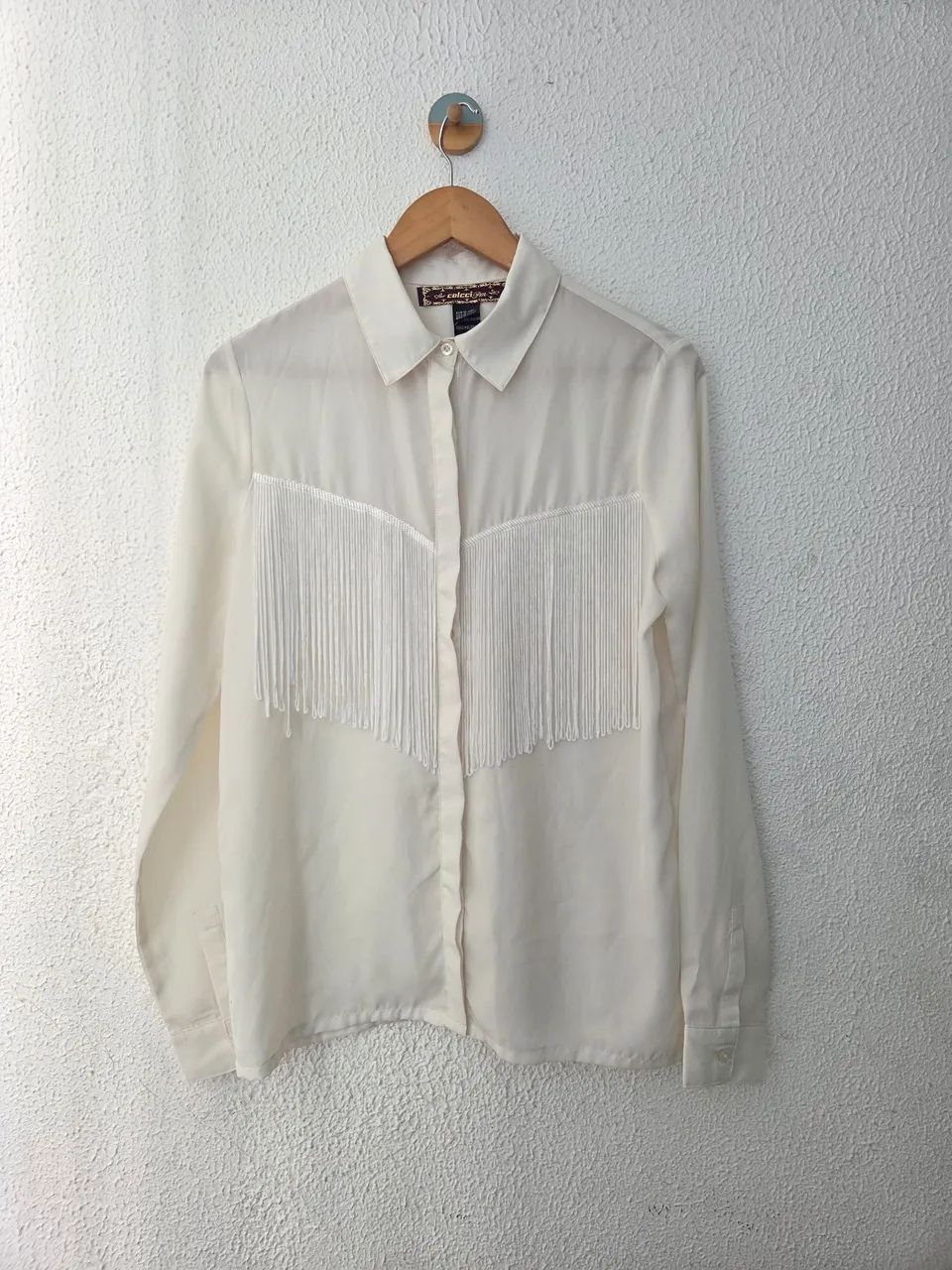 camisa western com franjas colcci off white M