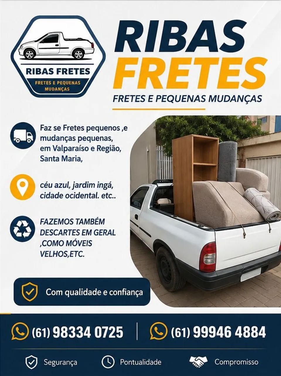 FRETES RÁPIDOS VALPARAISO, MUDANÇAS PEQUENAS, POUCAS COISAS! - Foto 2