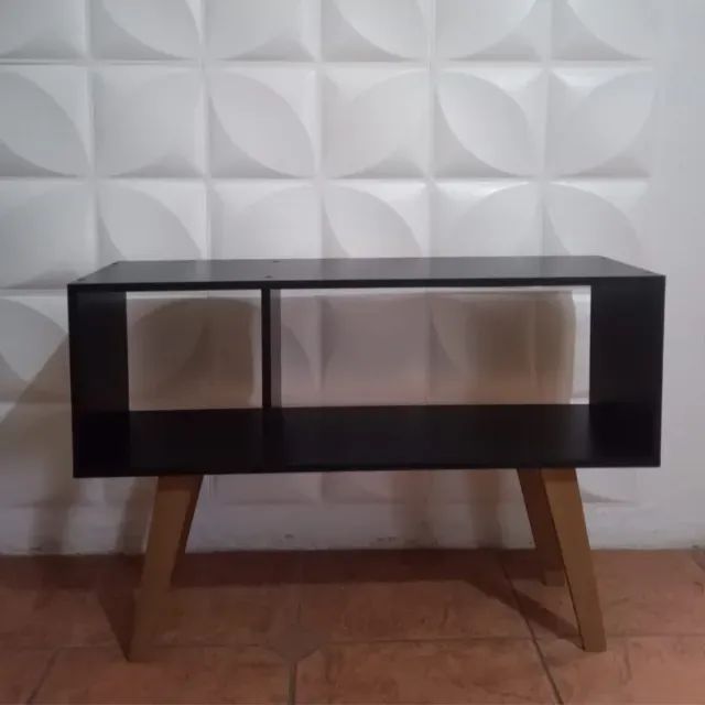 Rack Retro em MDF Preto TV até 42' 1 metro  - Foto 4