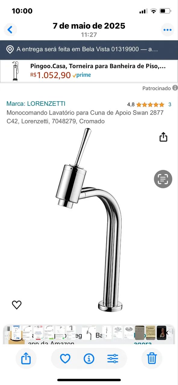 Monocomando lavatório Lorenzetti 