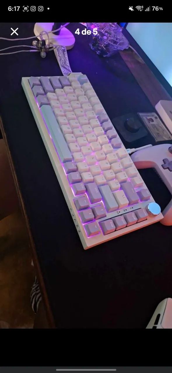 Teclado mecânico Ajazz ak820 Branco RGB - Foto 4