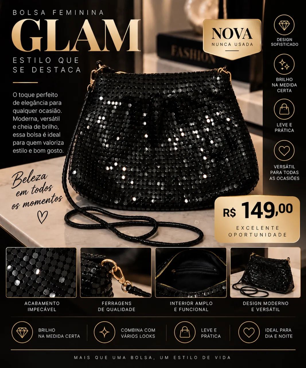 Bolsa Mini Malha de Metal  - Foto 2