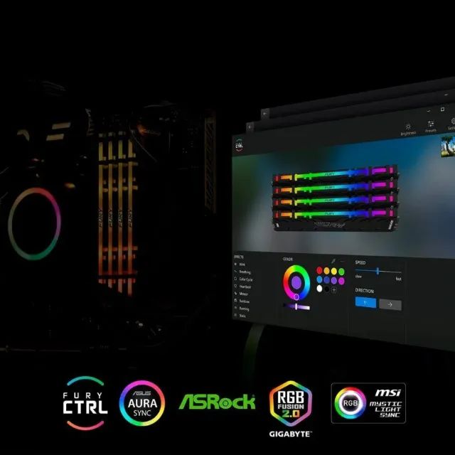 Memória RAM DDR4 16Gb (2x8) 3600mhz Kingston Fury Renegade RGB - Foto 4