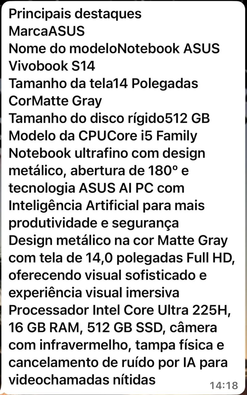 Notebook Asus Vivobook S14 S3407CA LY113W  - Foto 5
