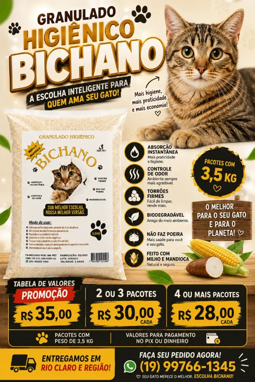 Areia para gatos 
