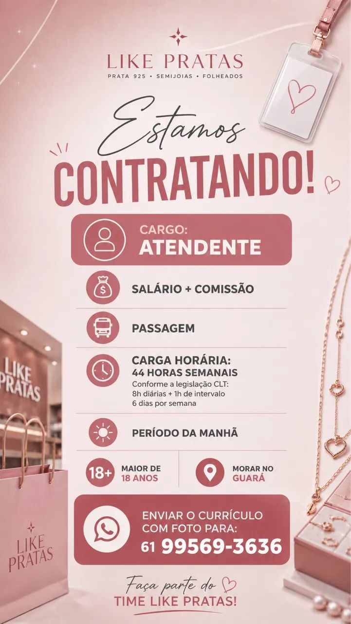 A Like Pratas está contratando atendente!