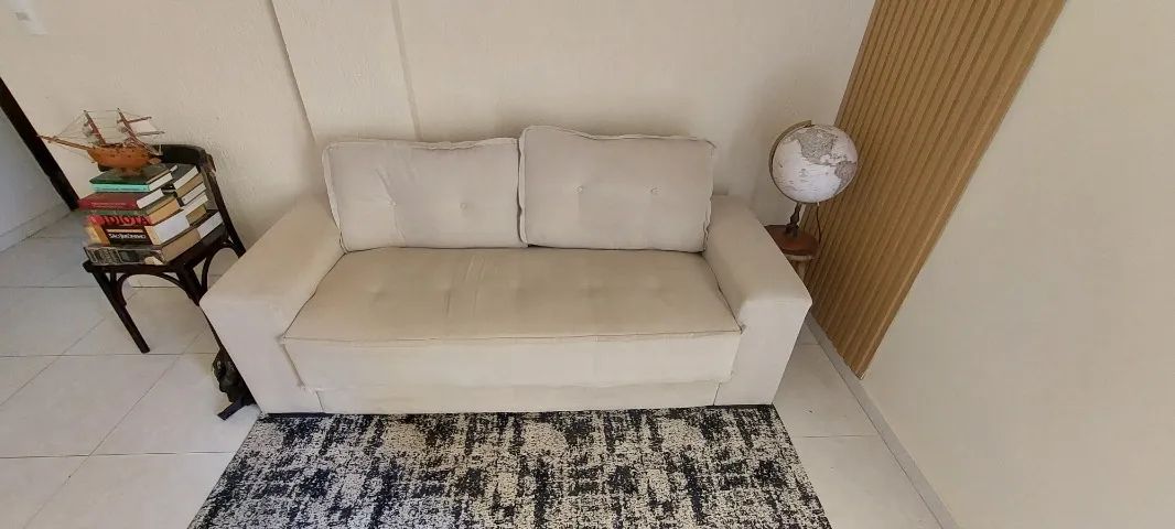 Conjunto de Sofás 2 e 3 Lugares - Linho Off White (Usado) - Foto 4