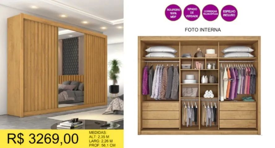 ROUPEIRO CASAL 100% MDF A PRONTA-ENTREGA  - Foto 2