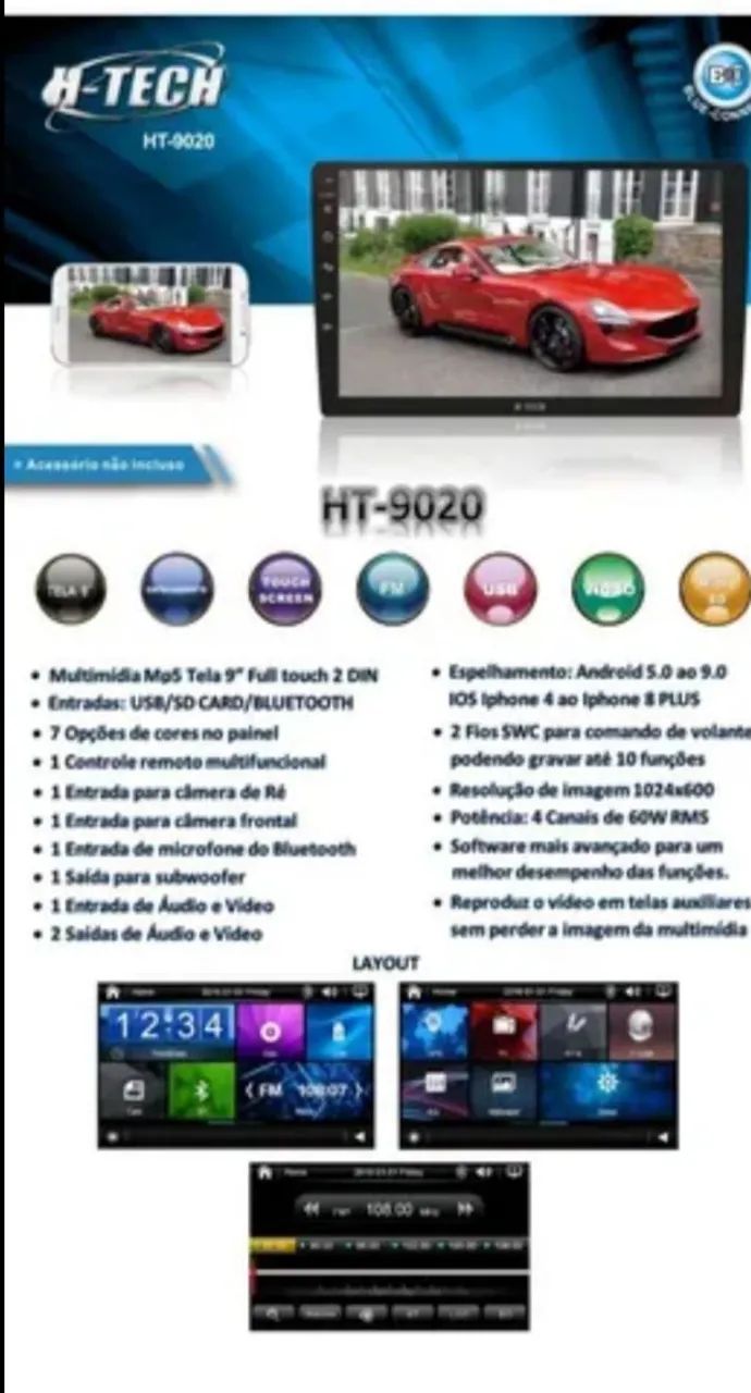 Multimídia h-tech 9" mais moudura palio - Foto 6