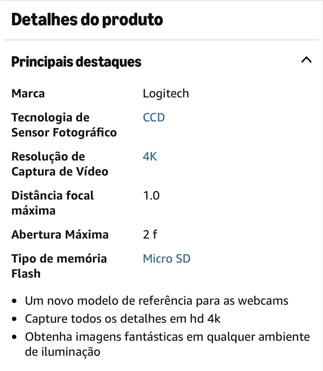 Web Cam 4K Logitech Brio Preta  - Foto 3