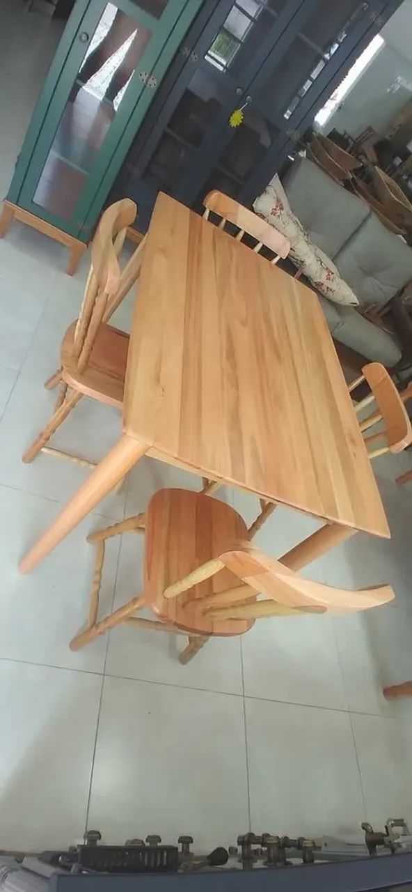 Mesa Retangular Eucalipto Natural + 4 Cadeiras - Foto 3