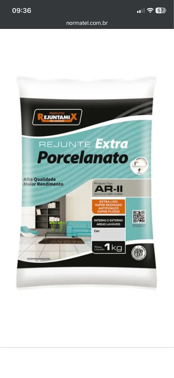 Vendo Rejunte Extraporcelanato na cor Platina - pacote de 20kg