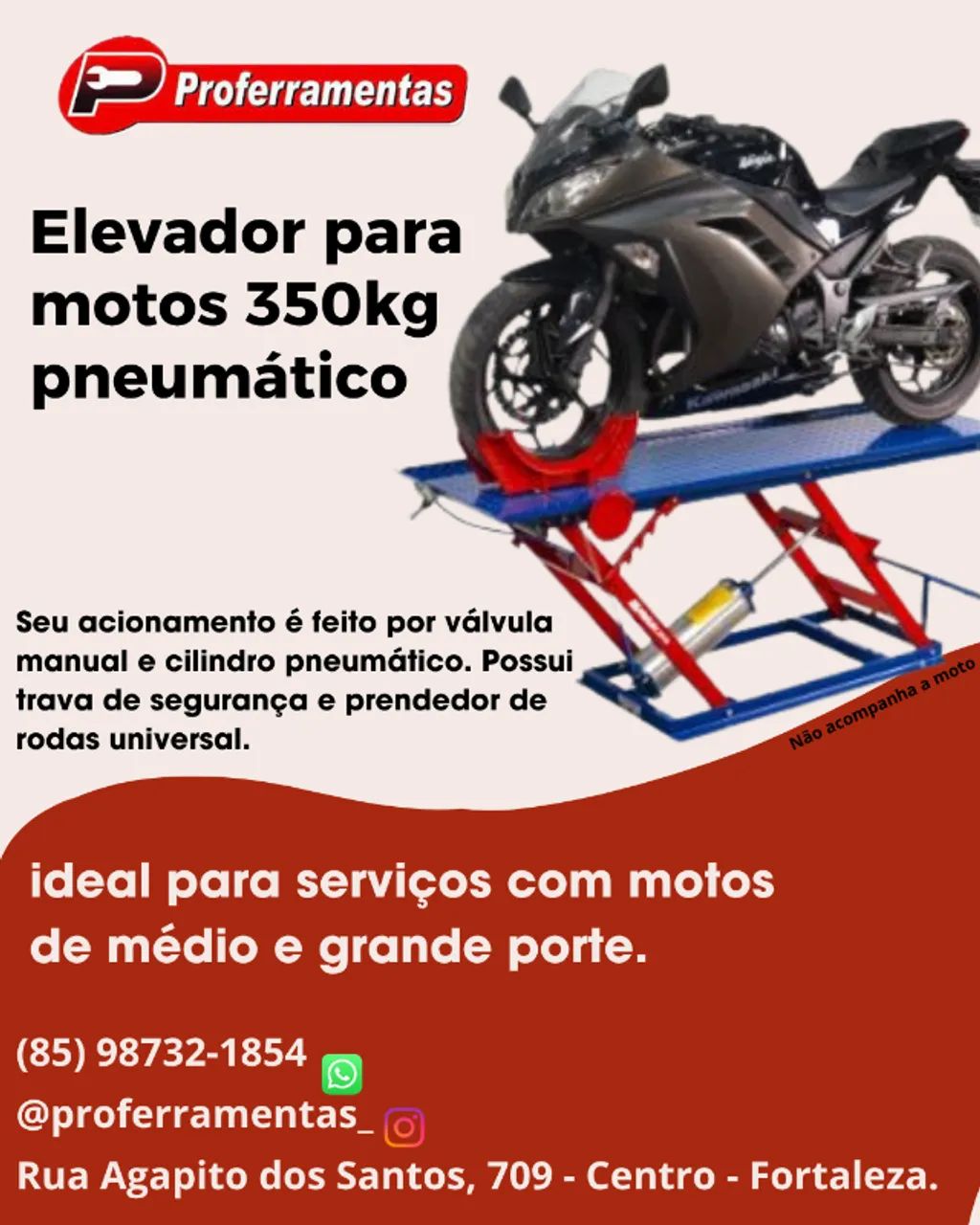 ELEVADOR DE MOTO PNEUMATICO EMCPS-350KG