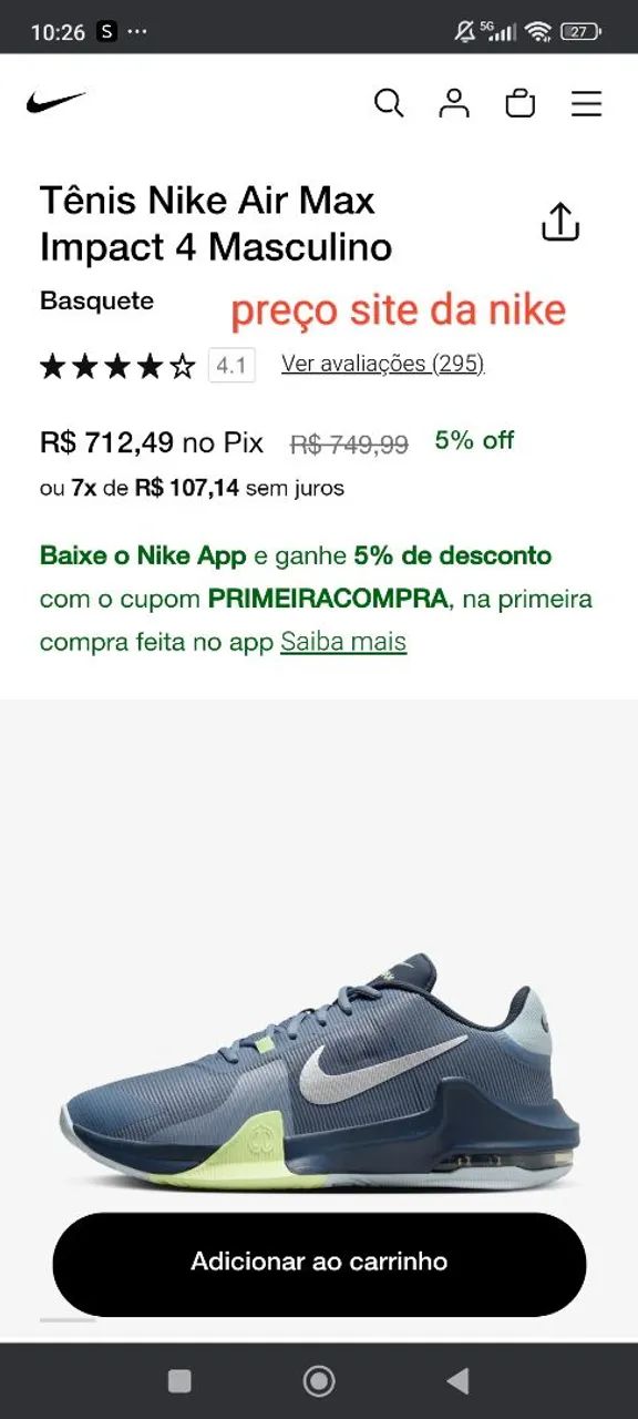 Tênis Nike Air Max impact 4 Basquete/ Vôlei  - Foto 2