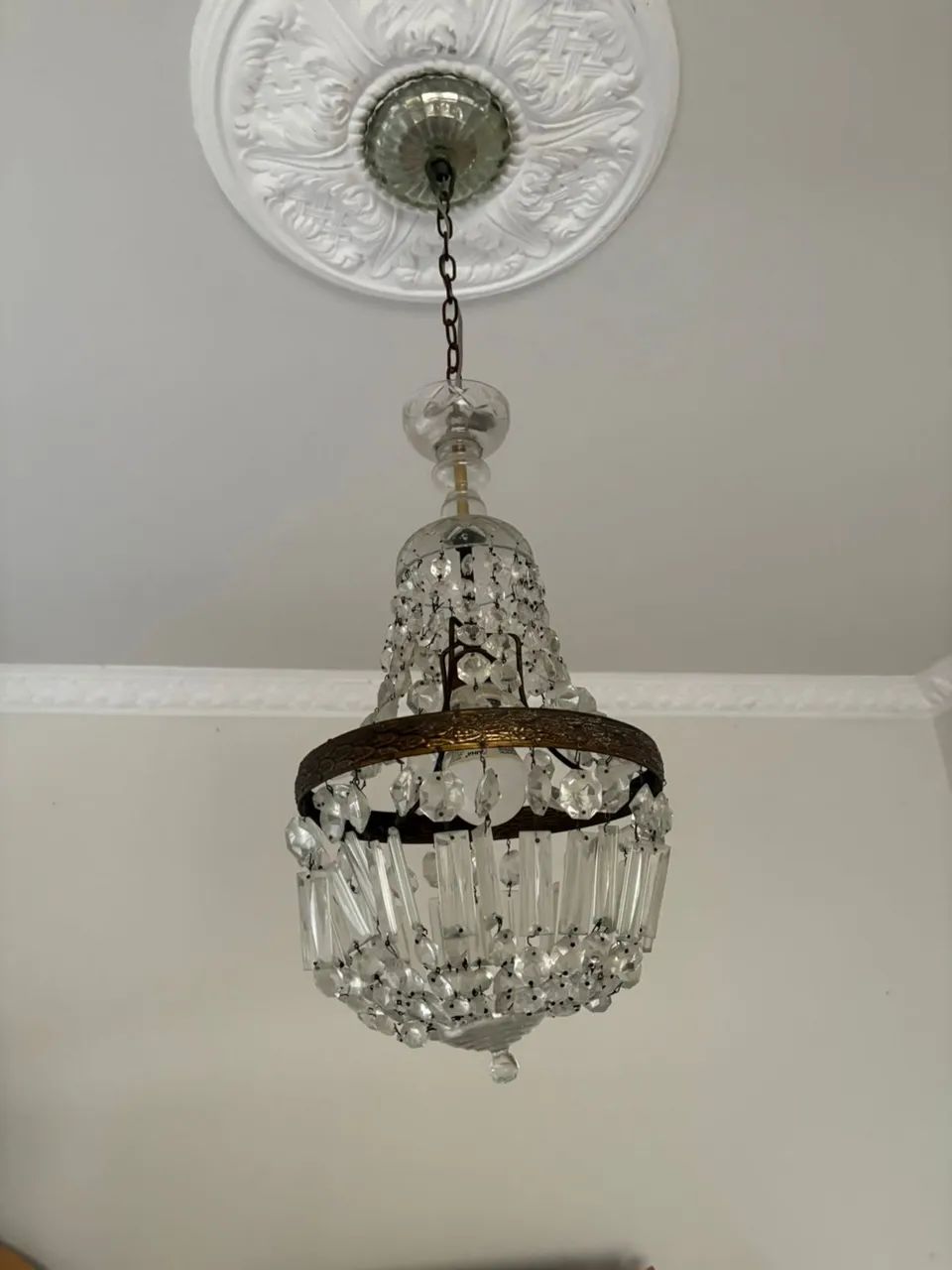 Lustre cristal com bronze