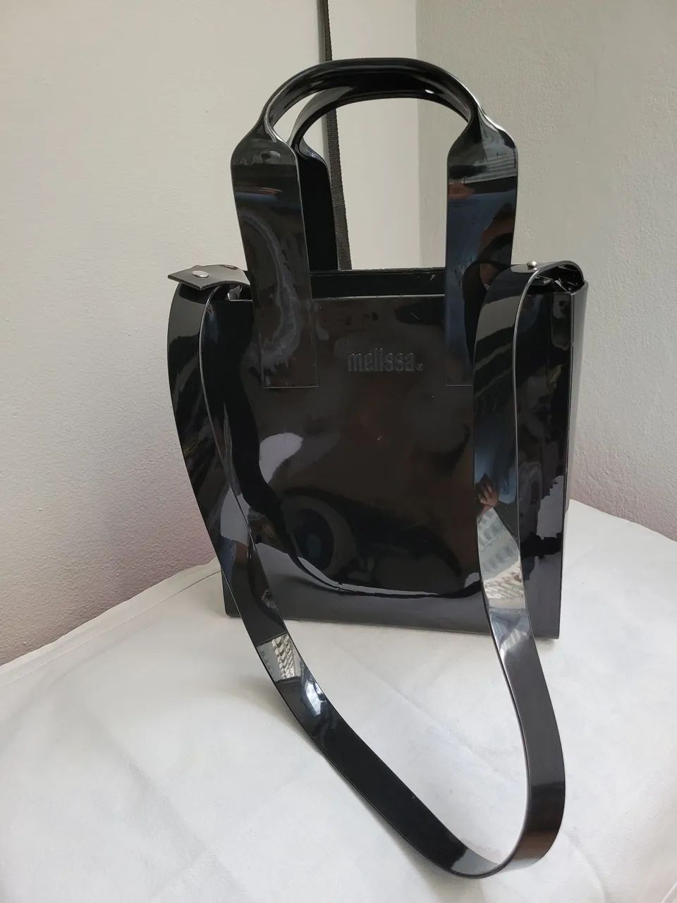 bolsa melissa preta alça ajustável