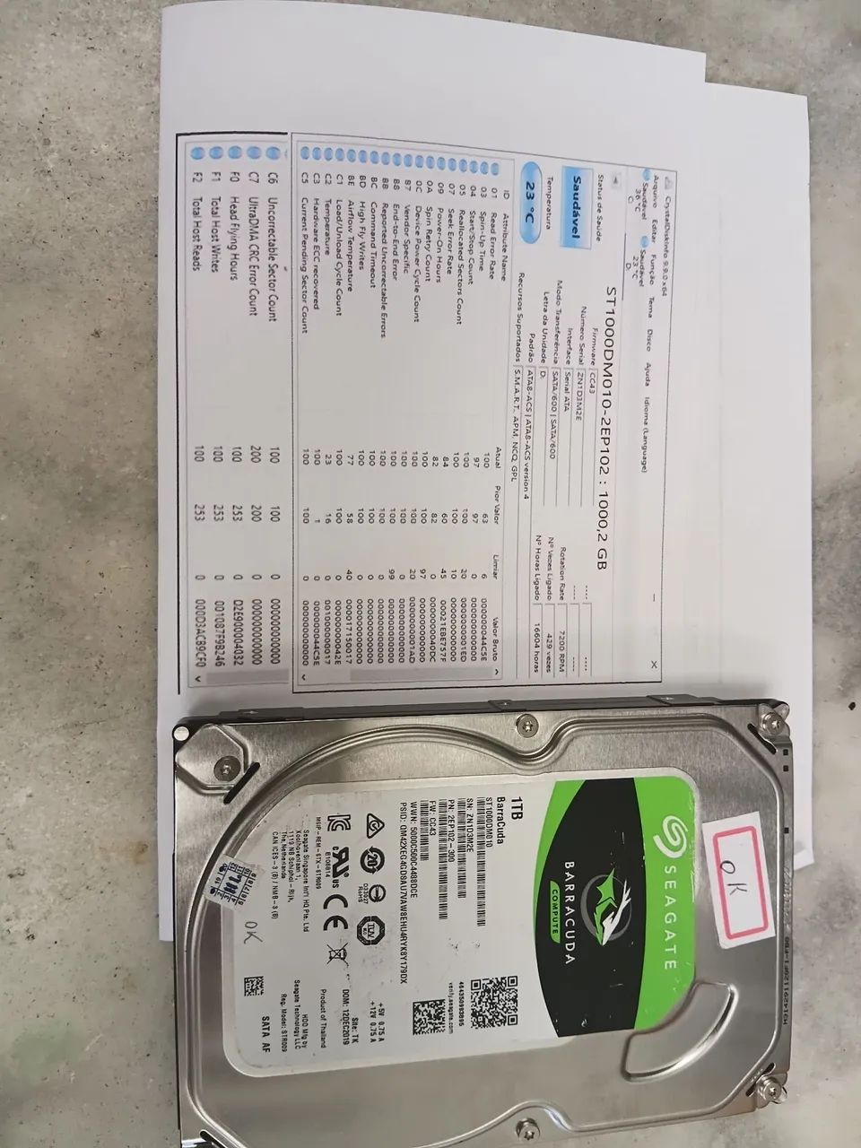 Hd seagate 1 tera ok