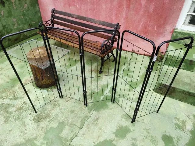 Cercado para cachorro cães grande portao 5 modulos 178x98cm cor preto Açomix