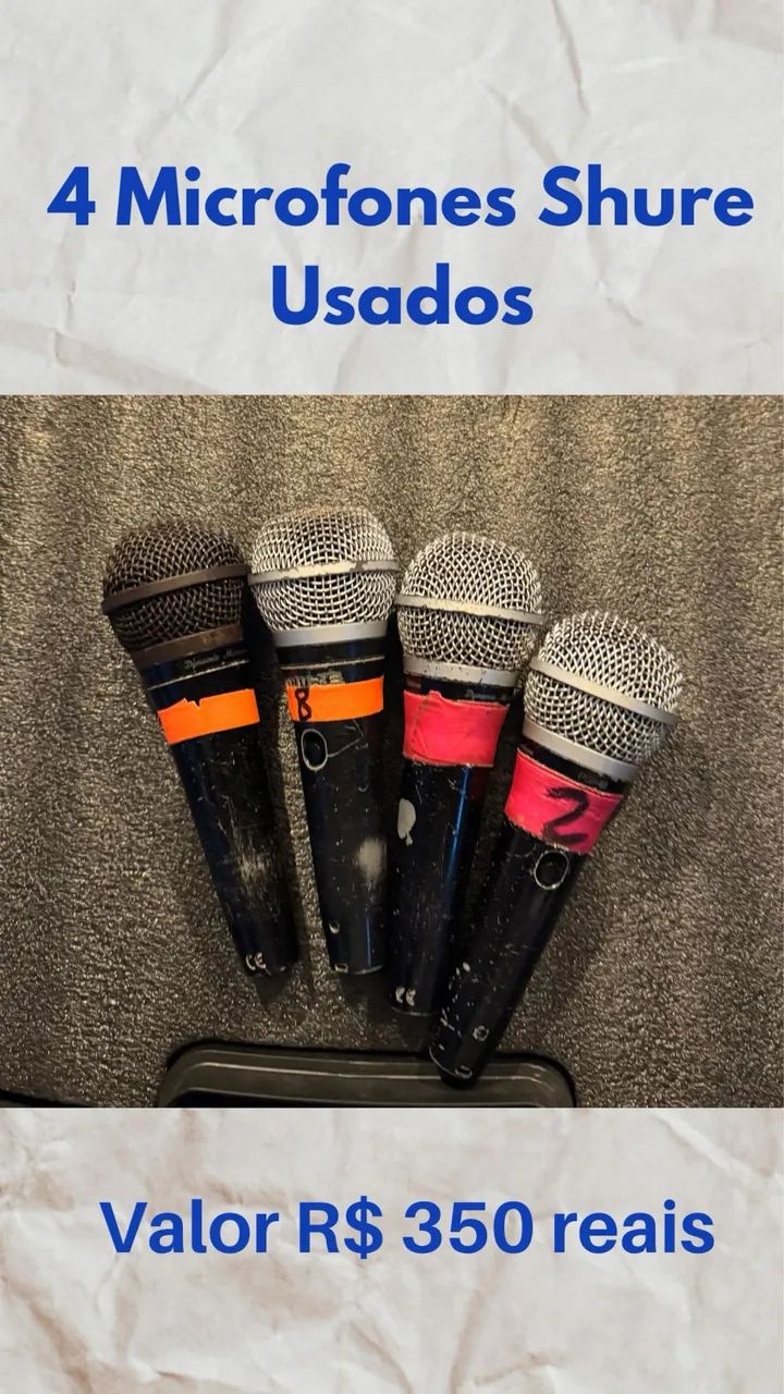 4 microfones Shure 