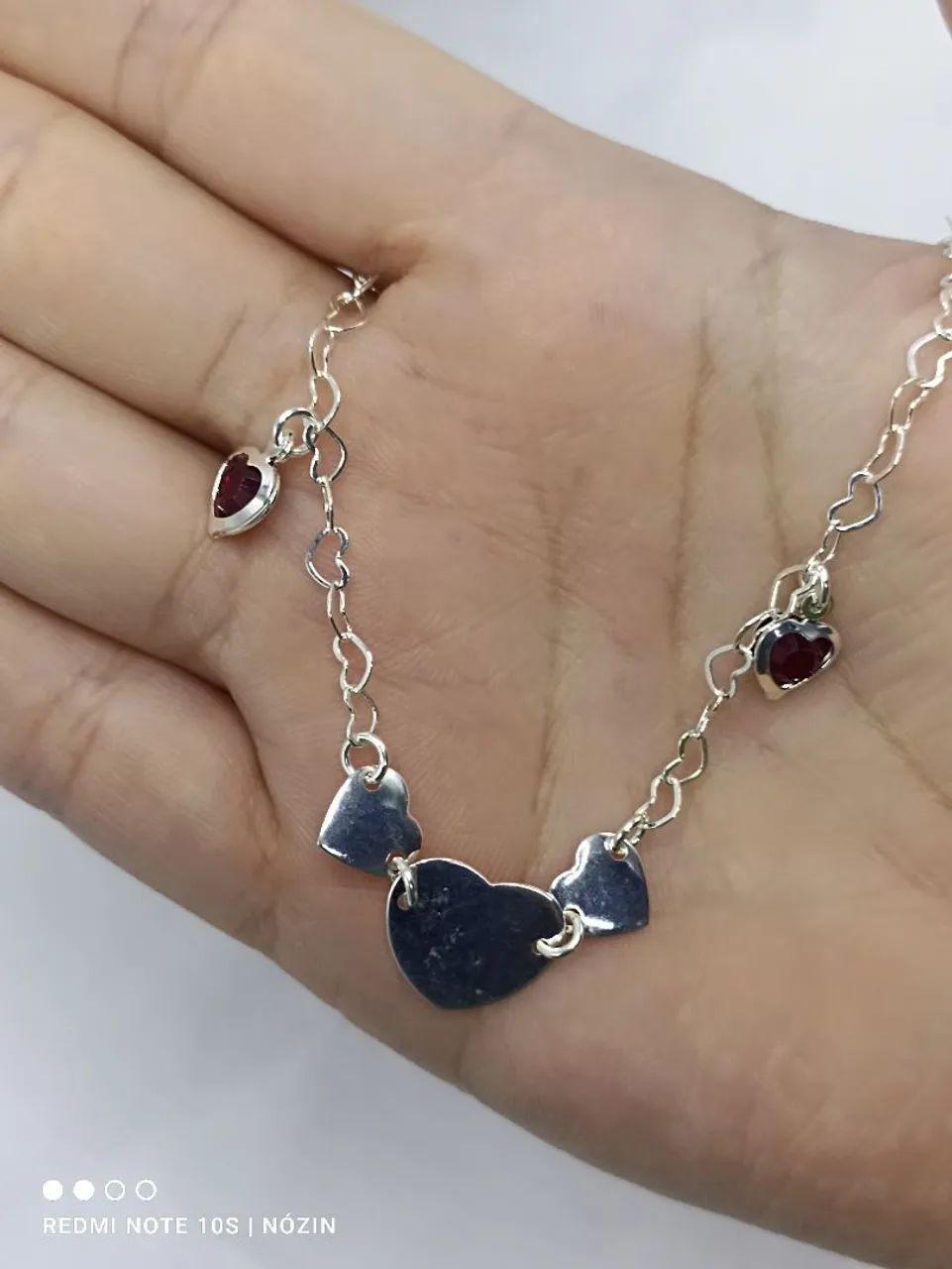 Pulseira banhada a prata com zirconia vermelha. - Foto 2