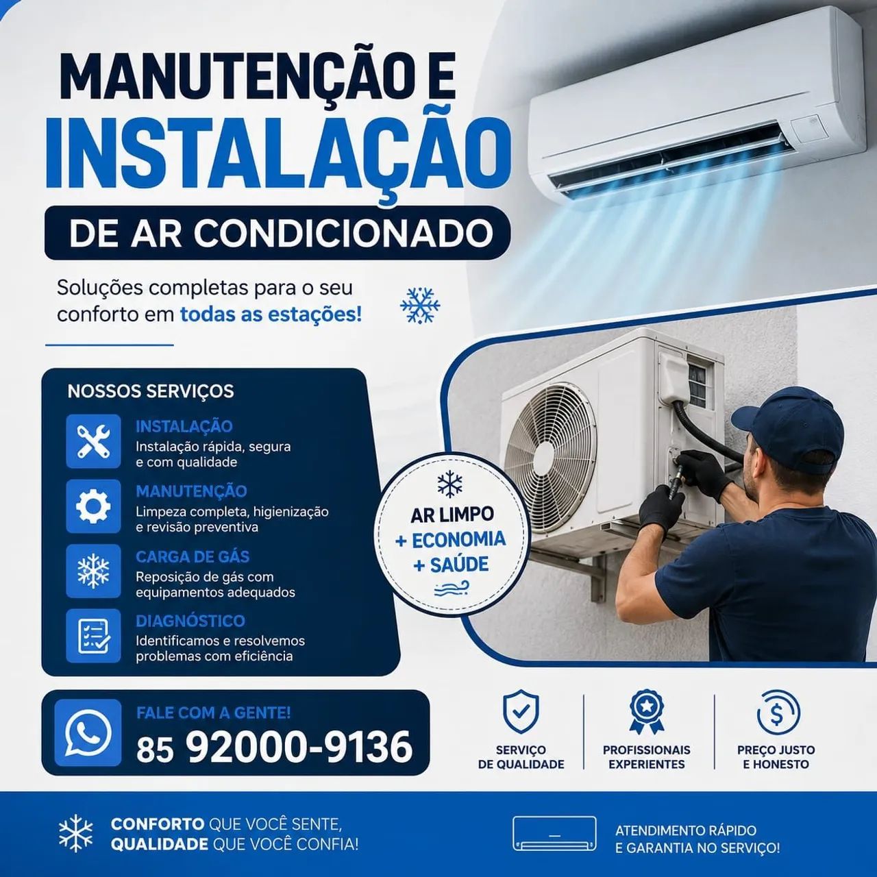 instalação de ar ar condicionado manutenção e limpeza
