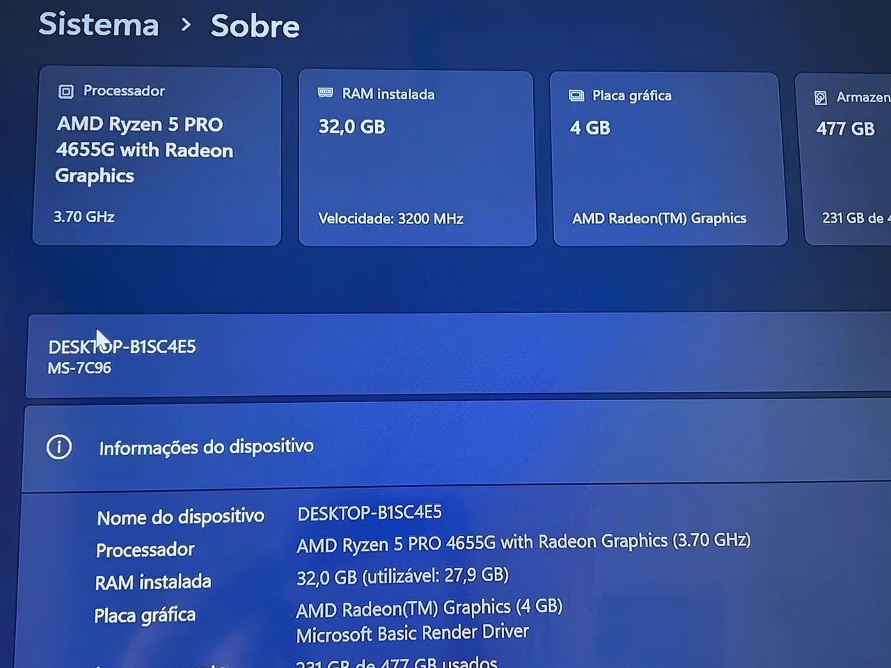 PC GMAER RYZEN 5 4655G PRO COM 32GB DE RAM