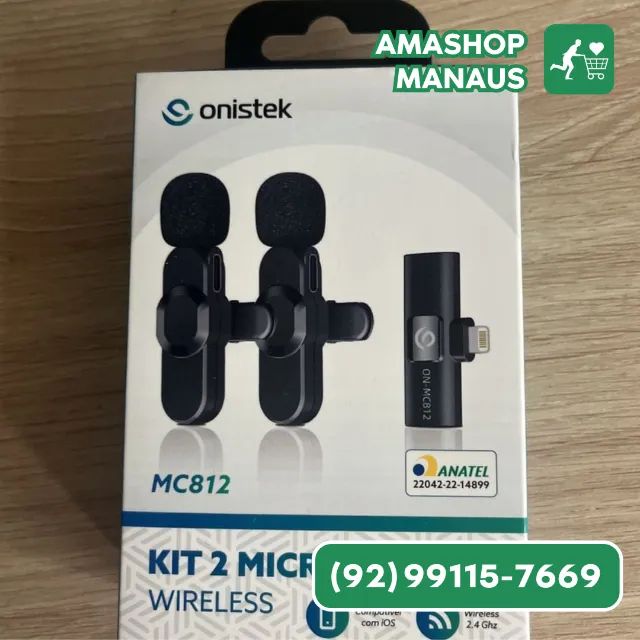 Microfone de Lapela Duplo Sem Fio - Profissional para Celular