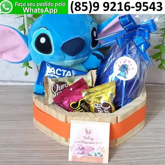 Kit Presente Páscoa Ovo de Chocolate Pelúcia Stitch Cartão  - Foto 2