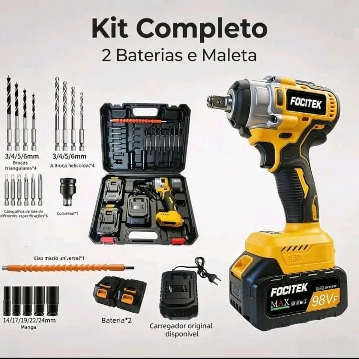 Kit 2 em 1 parafusadeira e chave de impacto 