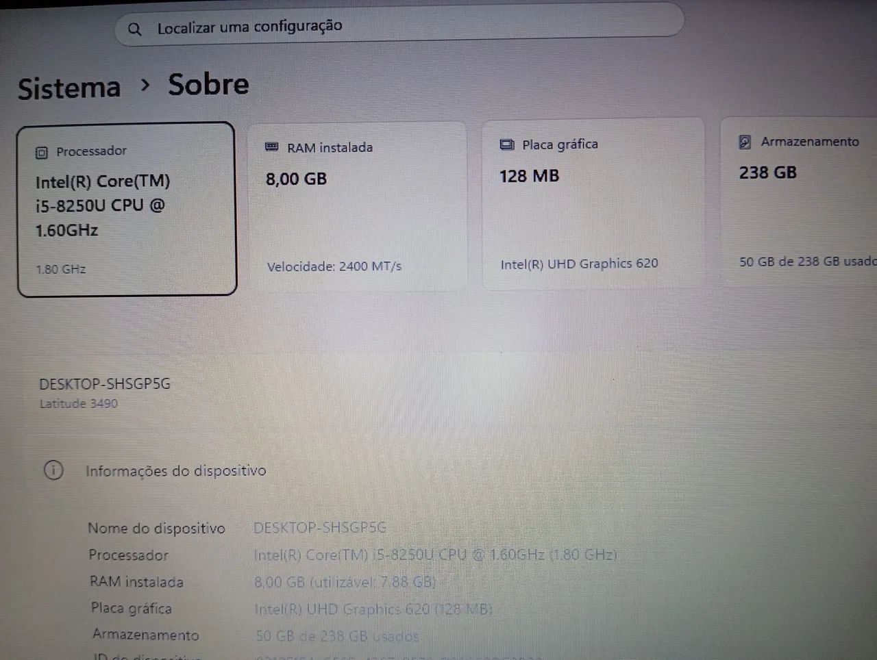 Notebook Dell Latitude i5 8ª Geração 8gb - Foto 5