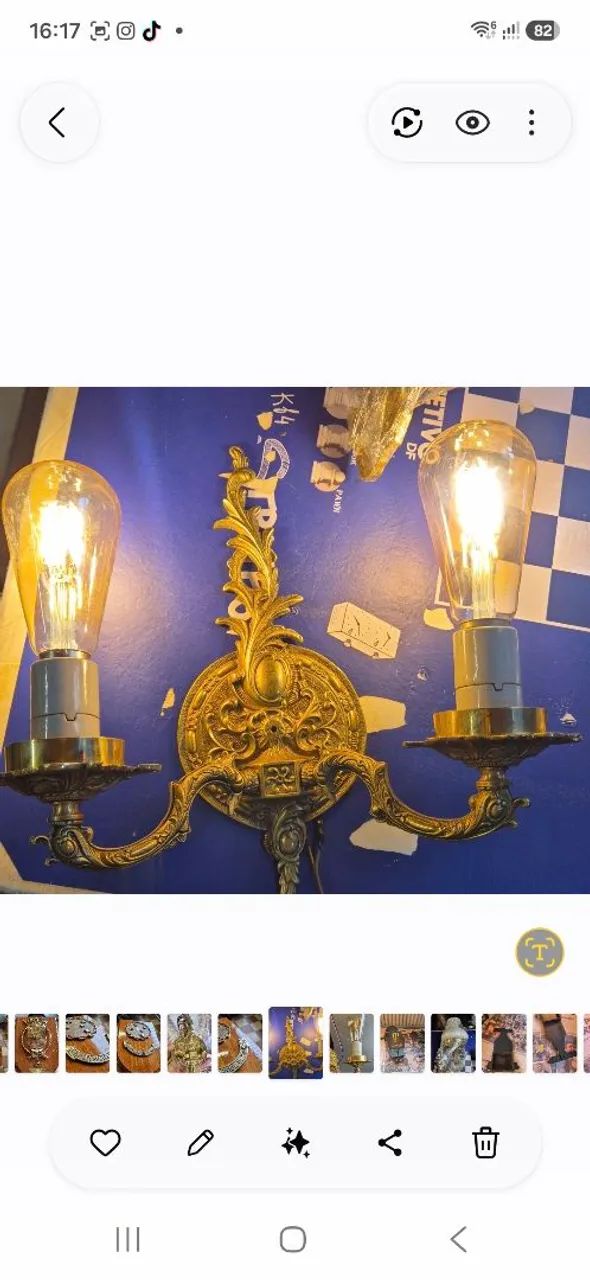 Luminária parede dupla bronze 
