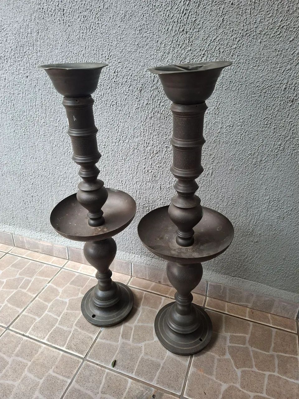castiçal tocheiro de chão  em cobre antigo  - Foto 2