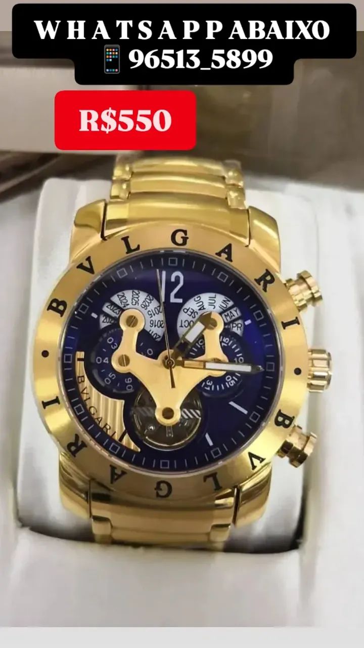 Relógio BVLGARI IRON MAN AUTOMÁTICO FUNDO AZUL