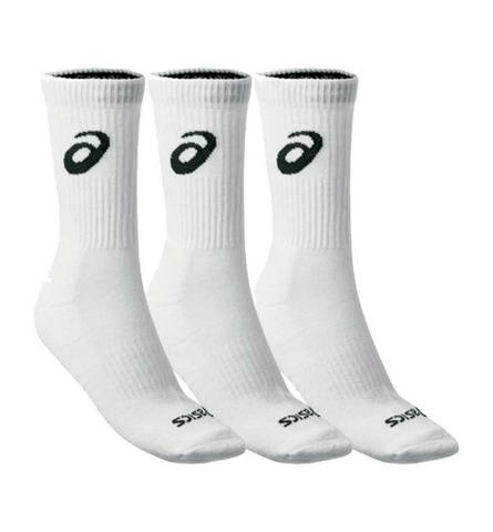 Kit Meia Asics Cano Longo 3 pares branco ou preto tam: 38/43