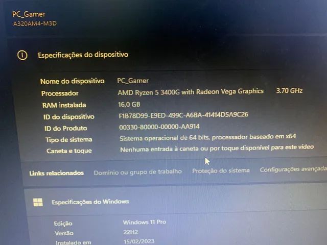 Especificações de PC