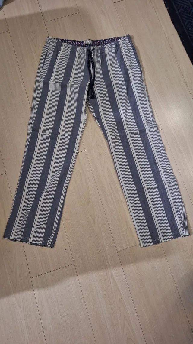 Calça azul listrado pijama