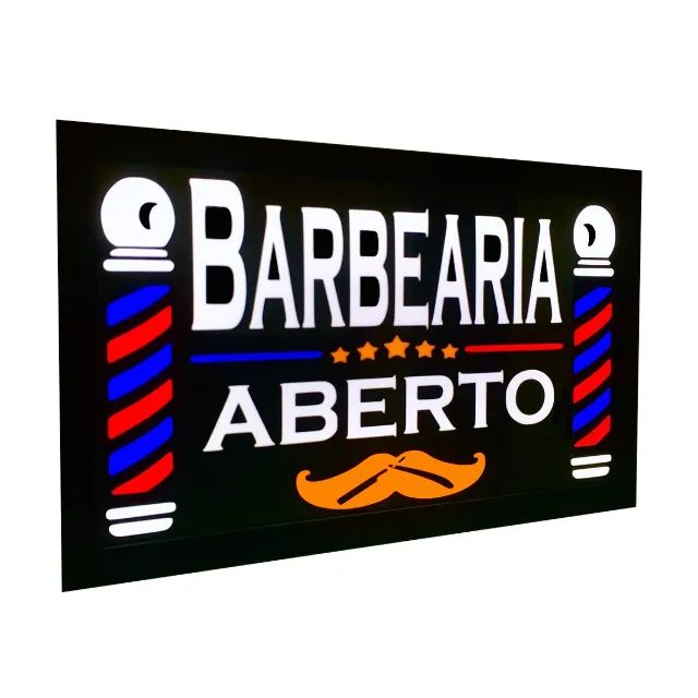 Luminoso Led Letreiro Barbearia Placa Barbershop placa de led Quadro decoração - Foto 2