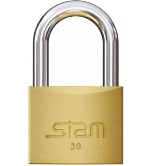 Cadeado Stam 30mm Latão Maciço 2 Chaves Cor Bege