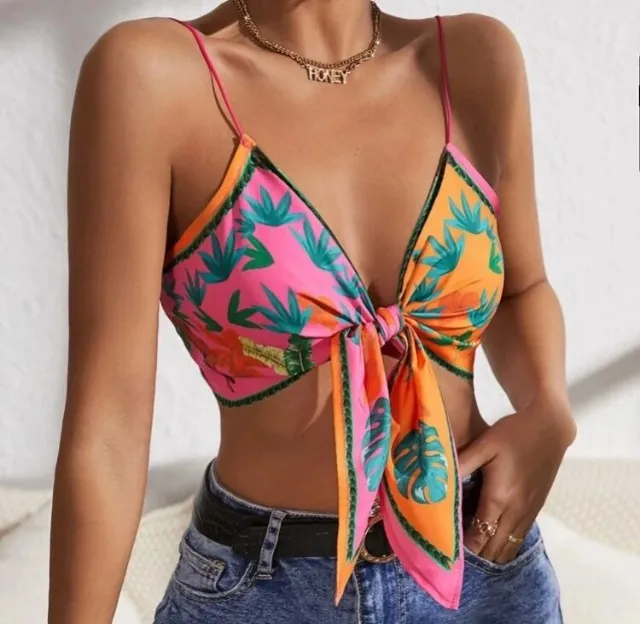 Top estampado amarração