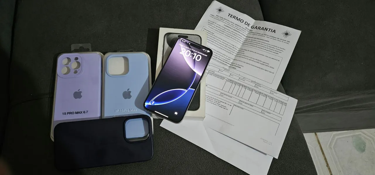 15 Pro Max 256GB Caixa,Nota fiscal ,Termo Garantia 5 meses da loja