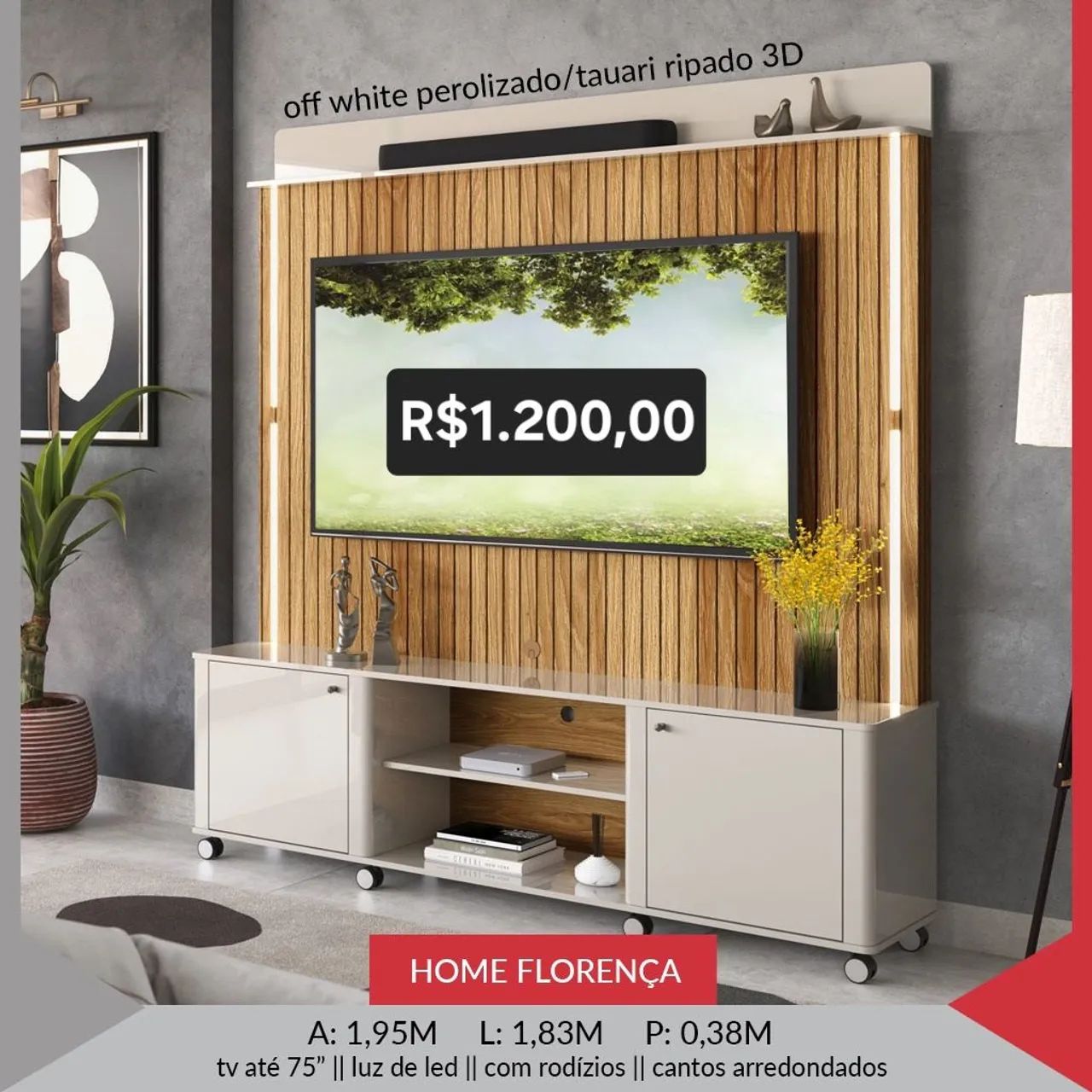 Painel Florença tv até 75 polegadas 