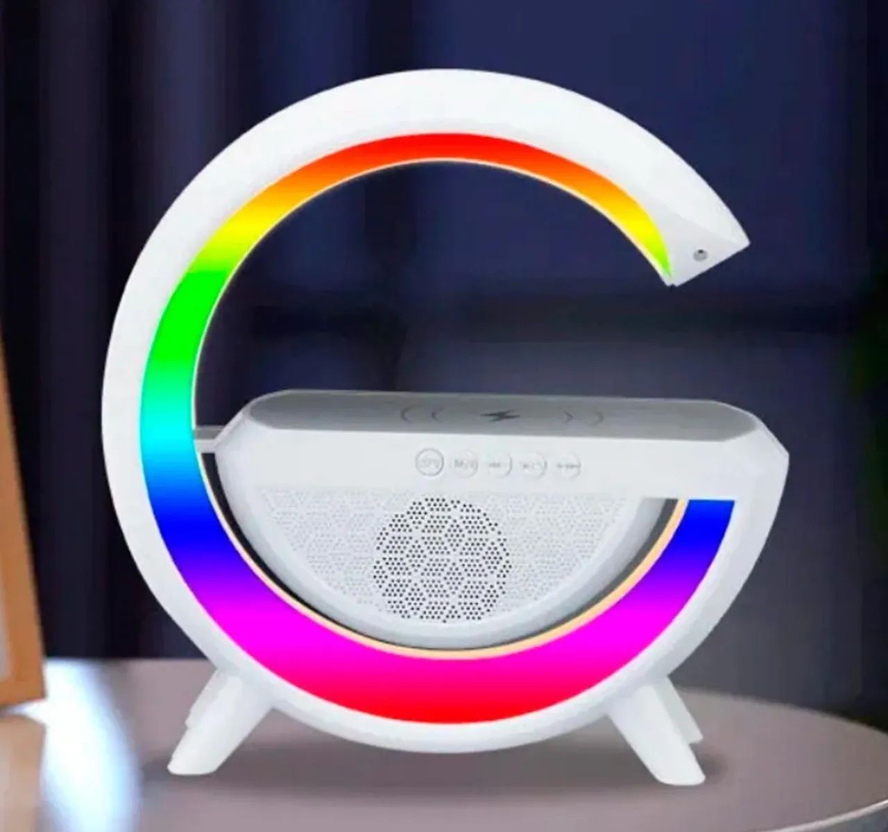Luminária Rgb G-speaker Carregador Indução Relógio Caixa Som - Foto 4