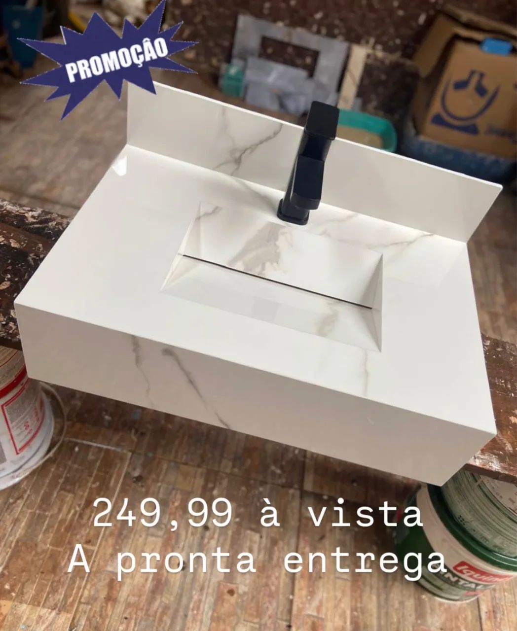 Pia de banheiro em porcelanato