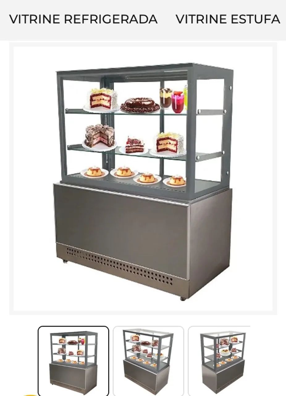 Vitrine Expositora Refrigerada Para Bolos E Doces 1,20 Metro 