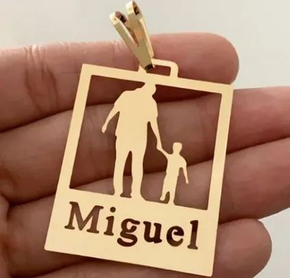 Pingente Ouro 18 Kilates Pai e Filho Com Nome