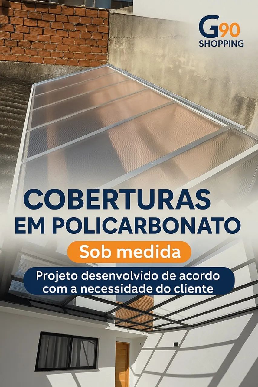 Cobertura em policarbonato alveolar ou compacta 