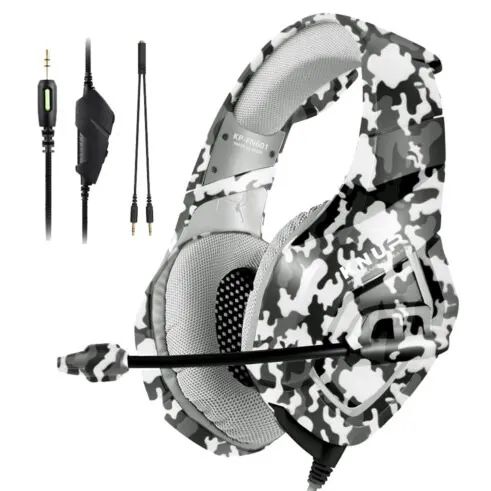 Headset Gamer Knup KP-FN601 Camuflado Cinza P3 + Adaptador P2 - WZetta