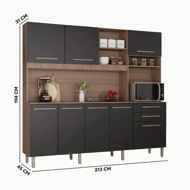Armário de Cozinha Completa Futura/Ibiza 8 Portas 2 Gavetas - Madine FAZEMOS ENTREGAS DF - Foto 4
