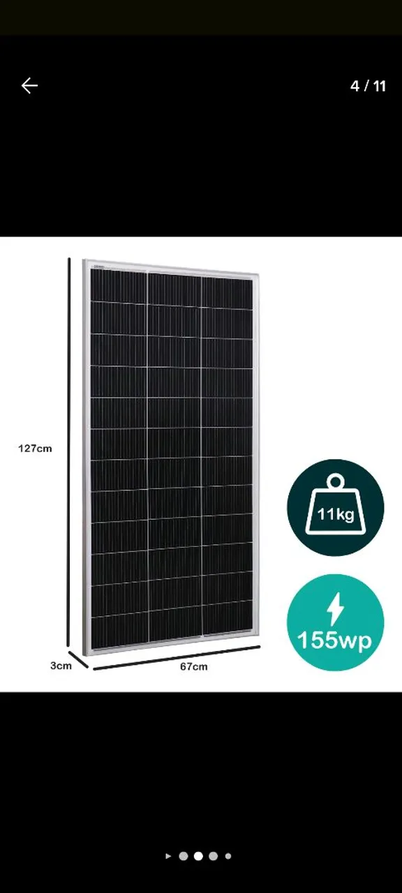 Painel Solar 155W 127cm x 67cm - 11kg